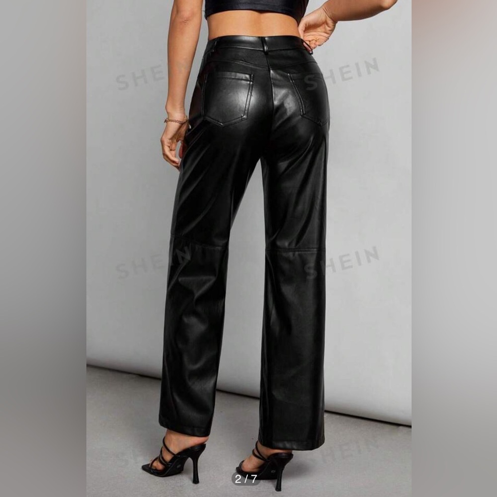 SHEIN leather straight leg pants size xs